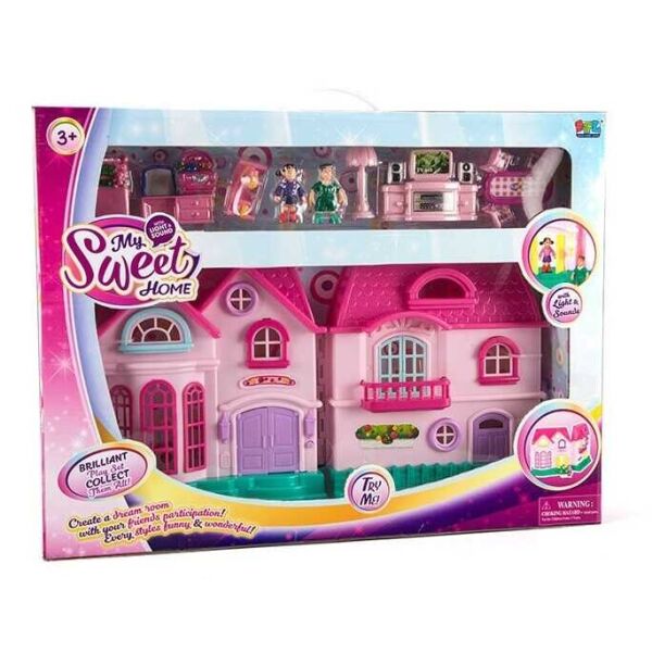 

Домик 16526 D (12) 2 фигурки, мебель, свет, звук, в коробке