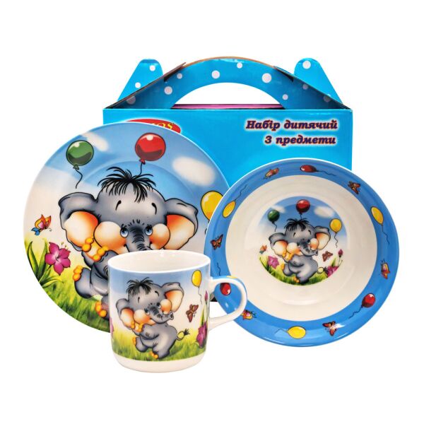 

Набор детский 3 прибора (тарелка + салатник + чашка 230 мл), для мальчика микс