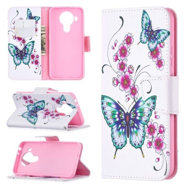 

Чехол-книжка Deexe Color Wallet для Nokia 5.4 - Green Butterflies
