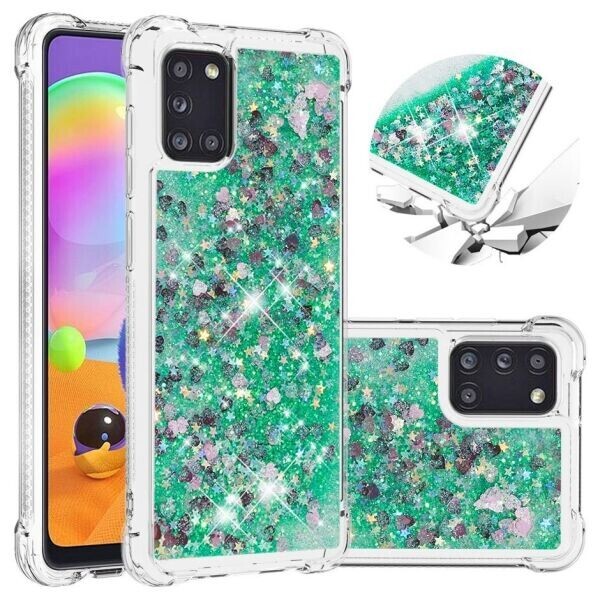 

Силиконовый (TPU) чехол Deexe Liquid Glitter для Samsung Galaxy A31 (A315) - Green