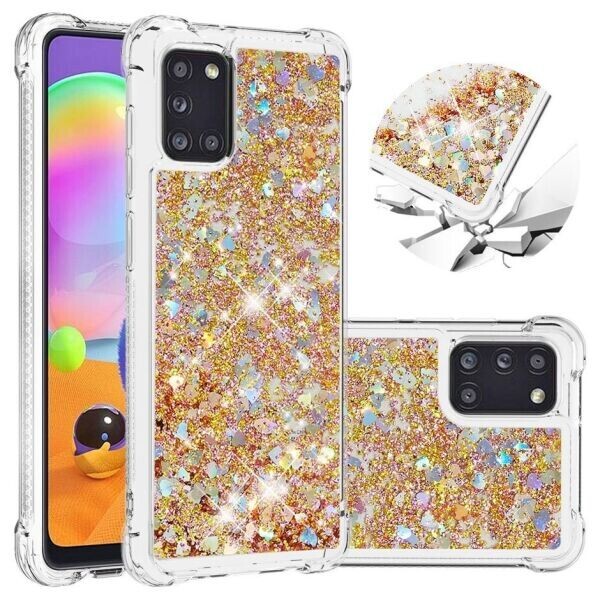 

Силиконовый (TPU) чехол Deexe Liquid Glitter для Samsung Galaxy A31 (A315) - Gold