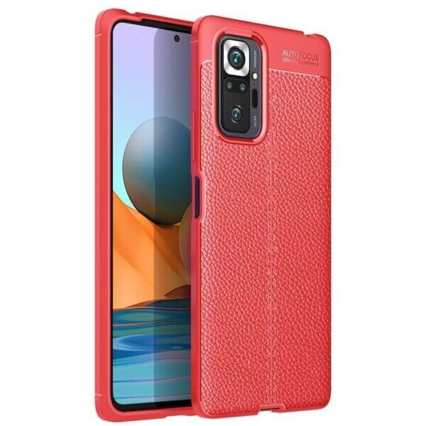 

Защитный чехол Deexe Leather Cover для Xiaomi Redmi Note 10 Pro - Red
