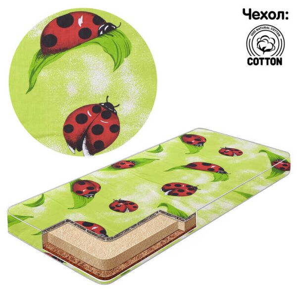 

Матрас кокос - поролон - гречка - хлопок №1 - "Солнышка" КПГ-1 31644 цвет зеленый ТМ Беби-Текс