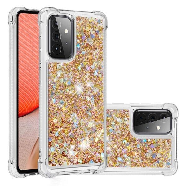 

Силиконовый (TPU) чехол Deexe Liquid Glitter для Samsung Galaxy A72 (А725) - Gold