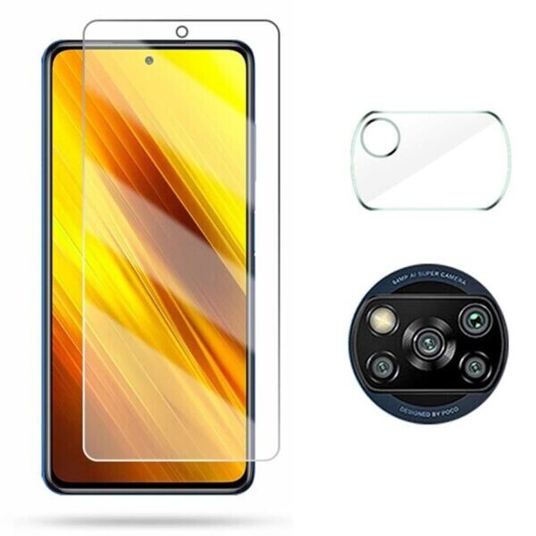 

Комплект защитных стекол (на экран и камеру) Deexe 2.5D Arc Edge для Xiaomi Poco X3 / Poco X3 Pro