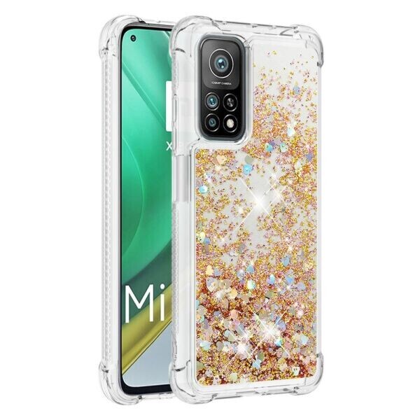 

Силиконовый (TPU) чехол Deexe Liquid Glitter для Xiaomi Mi 10T / Mi 10T Pro - Gold