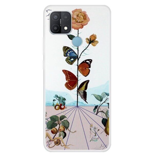 

Силиконовый (TPU) чехол Deexe Life Style для OPPO A15 - Butterfly and Flower