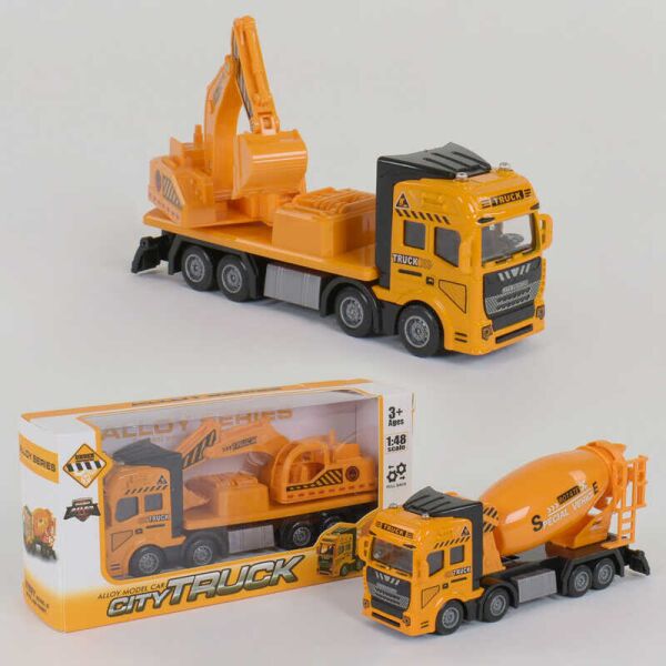 

Спецтехника металлопластик 589-1 / 589-4 (120/2) 2 вида, свет, звук, инерция, в коробке