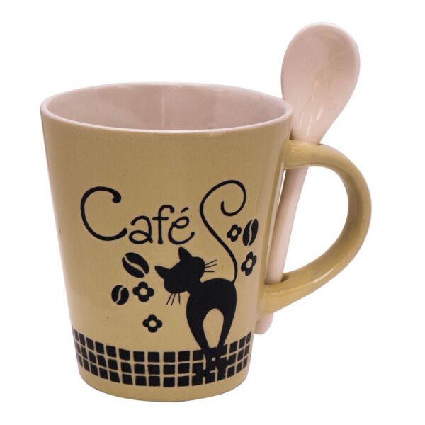 

Чашка керамическая с ложкой Black cat 400 мл