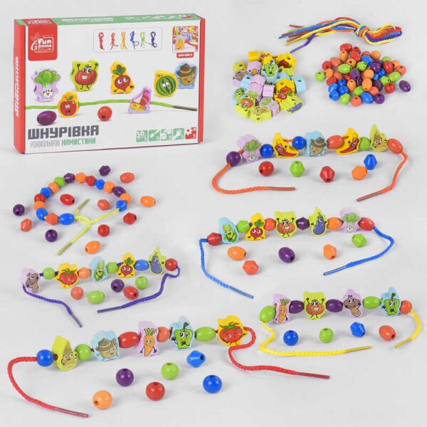 

Деревянная игра Шнуровка 79437 (30) "Fun Game", 5 видов, в коробке