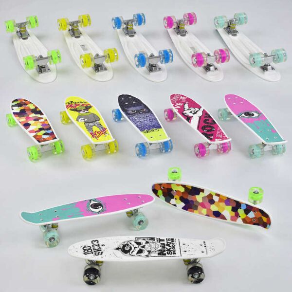 

Скейт Пенни борд S 29661 (8) Best Board, 8 видов, ВЫДАЁТСЯ ТОЛЬКО МИКС ВИДОВ колёса PU, СВЕТЯТСЯ, d=4.5 см, доска=55 см