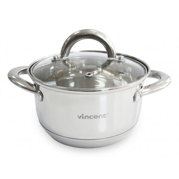 

Кастрюля из нержавеющей стали с крышкой Vincent 3.6 л 20 см VC-3167-20