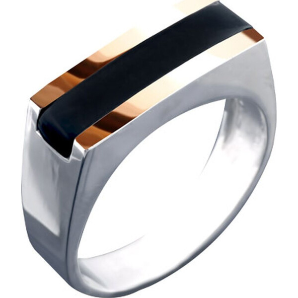 

Кольцо из серебра с ониксами (искусст.), размер 18.5 (112839)