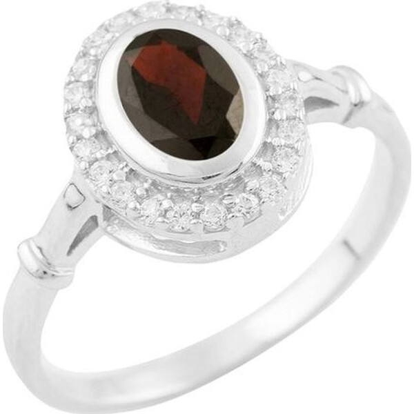 

Кольцо из серебра с гранатом и куб. циркониями, размер 16.5 (1399855)