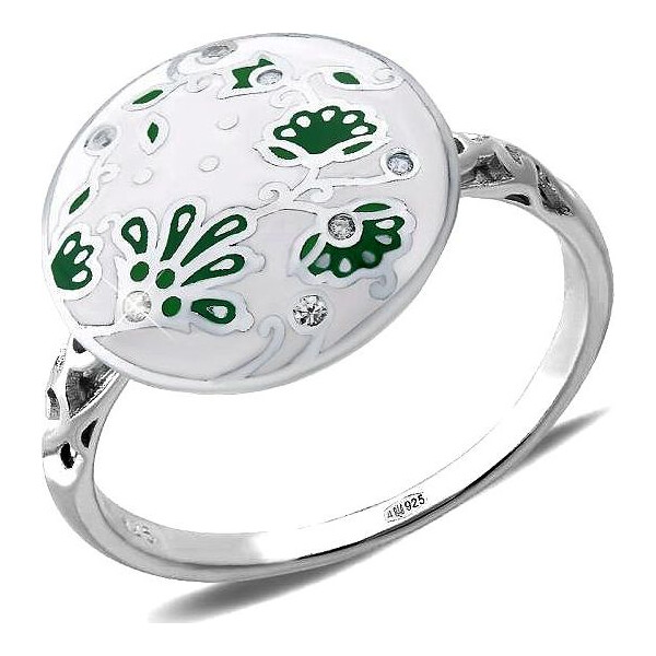 

Кольцо из серебра с куб. циркониями и эмалью, размер 18.5 (142605)