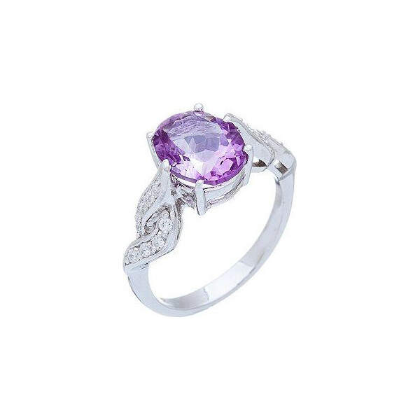 

Кольцо из серебра с аметистом и куб. циркониями, размер 16.5 (143266)