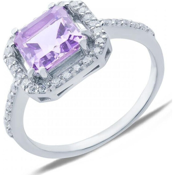 

Кольцо из серебра с аметистом и куб. циркониями, размер 19.5 (143290)