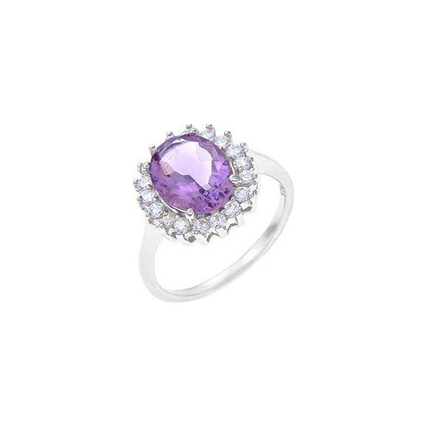 

Кольцо из серебра с аметистом и куб. циркониями, размер 19.5 (143305)