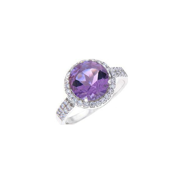 

Кольцо из серебра с аметистом и куб. циркониями, размер 18.5 (143317)