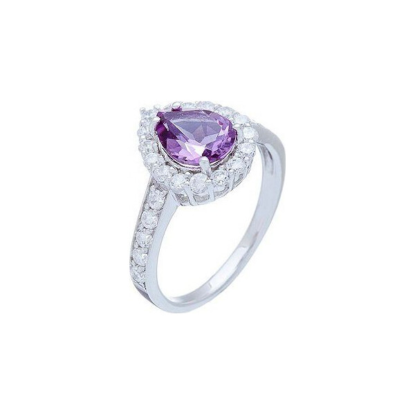 

Кольцо из серебра с аметистом и куб. циркониями, размер 17.5 (143342)