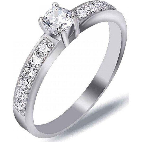 Кольцо из серебра с куб. циркониями, размер 18 (1630061)