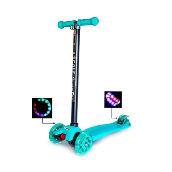 

Детский трехколесный самокат Scooter MAXI бирюзовый со светящимися колесами