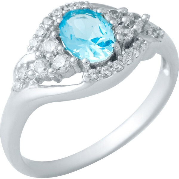 

Кольцо из серебра с куб. циркониями и аквамарином (синт.), размер 17 (1642849)