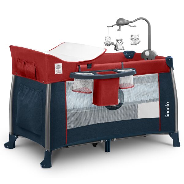 

Кроватка-манеж THOMI RED BURGUNDY BLUE Lionelo 125x68x79 см