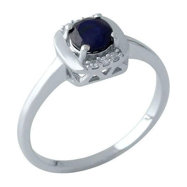 Кольцо из серебра с сапфиром и куб. циркониями, размер 18.5 (1678125)