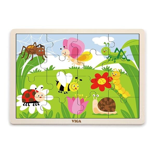 

Деревянный пазл Насекомые, 16 эл. Viga Toys Разноцветный