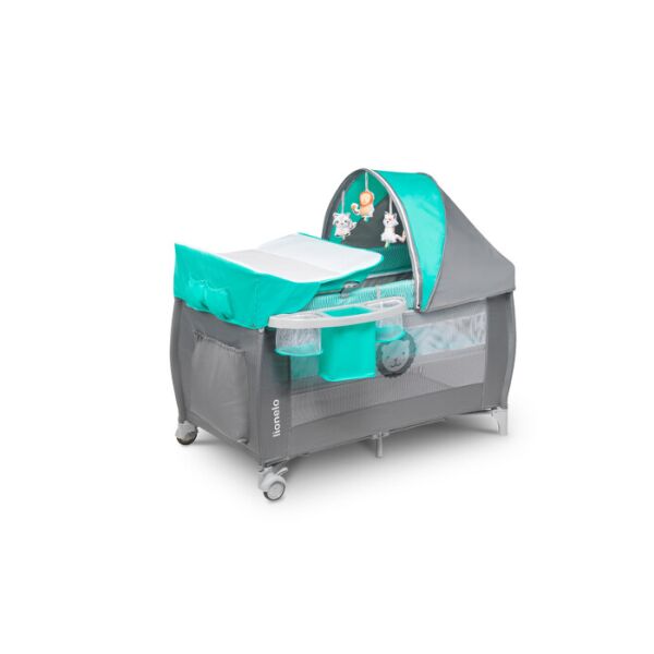 

Кроватка-манеж SVEN PLUS TURQUOISE / GREY Lionelo 125x65x77 см
