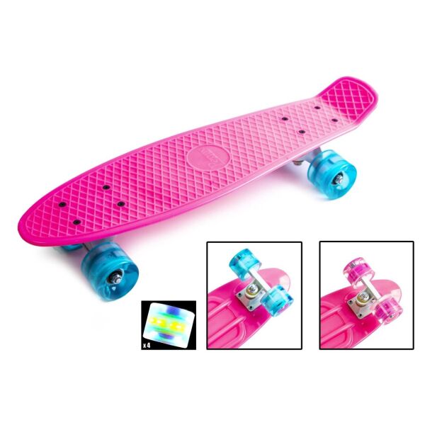 

Скейтборд "Penny Board", Розовый цвет, усиленный пластик, светящиеся колеса