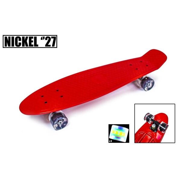 

Скейтборд "Penny Board Nickel 27", Красный цвет, усиленный пластик, светящиеся колеса