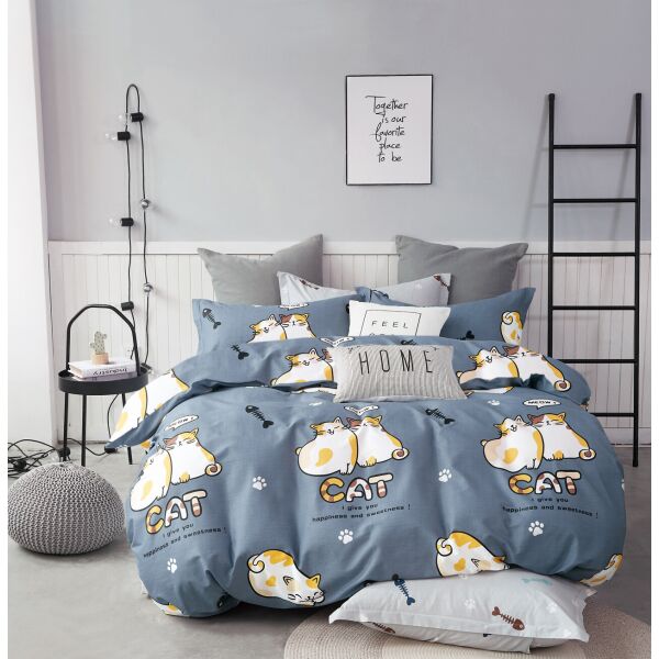

Постельное белье Zastelli Cats on Blue бязь двуспальное 175х210