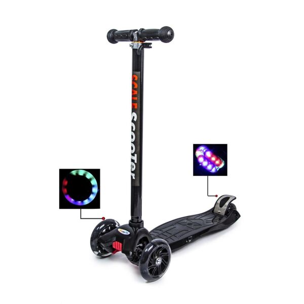 

Детский трехколесный самокат MAXI Scale Scooter Black со светящимися колесами