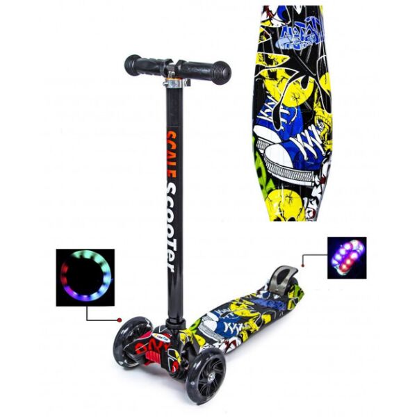 

Самокат детский трехколесный MAXI Scale Scooter Joker Джокер Светящиеся колеса Съемный руль от 3 до 7 лет