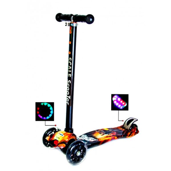 

Самокат детский трехколесный Scooter Maxi Battle Светящиеся колеса Съемный руль от 3 до 7 лет