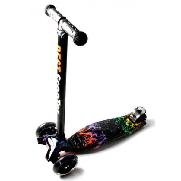 

Самокат детский трехколесный Scooter Maxi Молния Светящиеся колеса Съемный руль