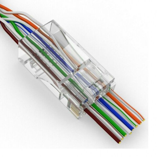 

Коннектор Merlion RJ-45 8P8C UTP Cat-5 (50 шт/уп.) для сквозного подключения
