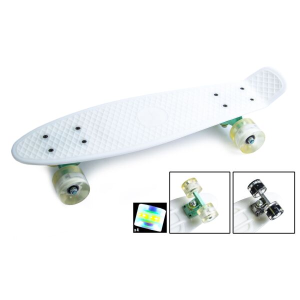 

Скейтборд "Penny Board", Белый цвет, усиленный пластик, светящиеся колеса