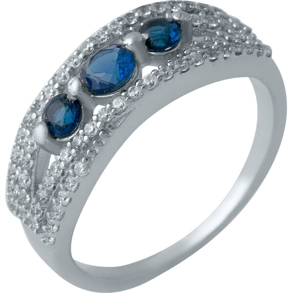 

Кольцо из серебра с куб. циркониями и сапфирами (синт.), размер 18.5 (1689680)