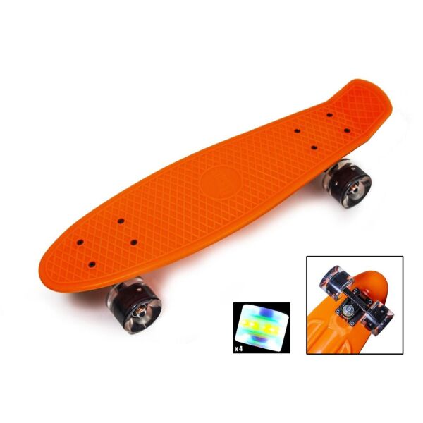 

Скейтборд "Penny Board", Оранжевый цвет, усиленный пластик, светящиеся колеса