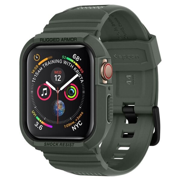 

Чехол и ремешок Spigen для Apple Watch 5/4 (44mm) Rugged Armor Pro 2 in 1, Military Green (062CS26016)