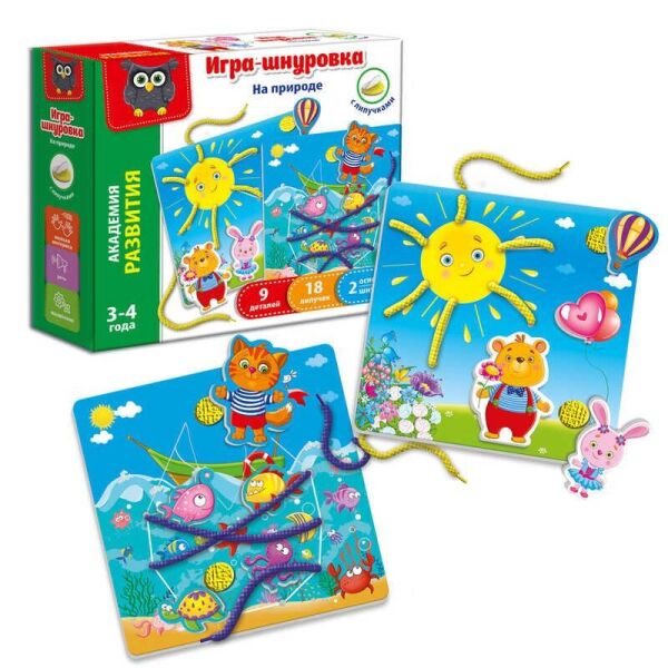 

Игра-шнуровка с липучками На природе /рус/ - VT 5303-02 Vladi Toys, (Украина)