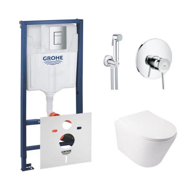 

Комплект инсталляция Grohe Rapid SL 38721001 и унитаз с сиденьем Qtap Swan QT16335178W + набор для гигиенического душа со смесителем Grohe BauClassic 2904800S (SD00038275)