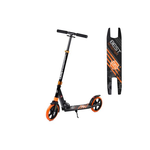 

Самокат двухколесный 213681 Best Scooter с широкой декой, колеса 200 мм, 1 амортизатор, Черный с оранжевым