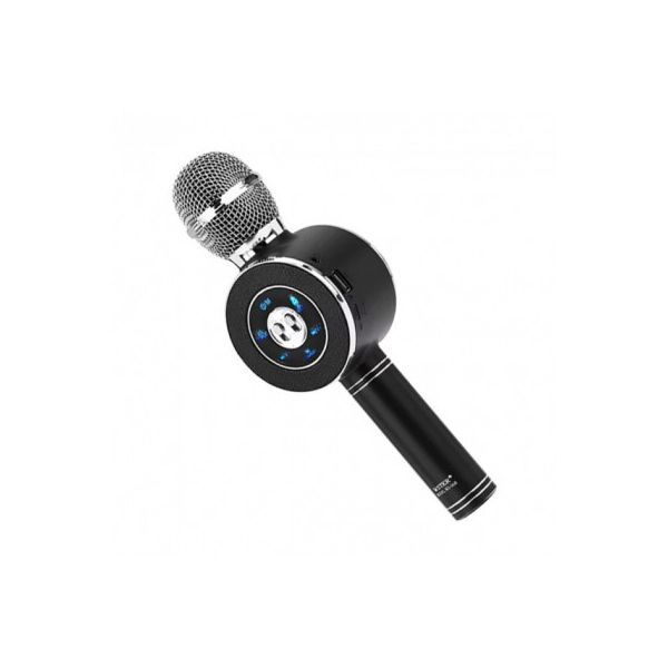 

Детский беспроводной аккумуляторный караоке микрофон Wster с колонкой Bluetooth 24 см Чёрный (WS-668)
