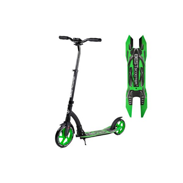 Самокат двухколесный Best Scooter 52266 Зеленый колеса переднее 230- мм, заднее - 200 мм, 1 амортизатор, широкий руль