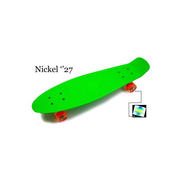 Пенни борд Penny Board Nickel 27.Green. Светящиеся колеса