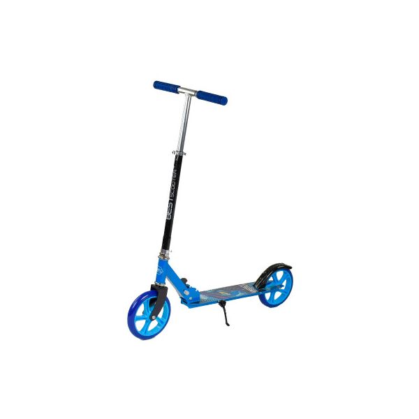 

Самокат двухколесный складной Best Scooter 63629, с подножкой , колеса 200 мм, грипсы резиновые красные, голубой